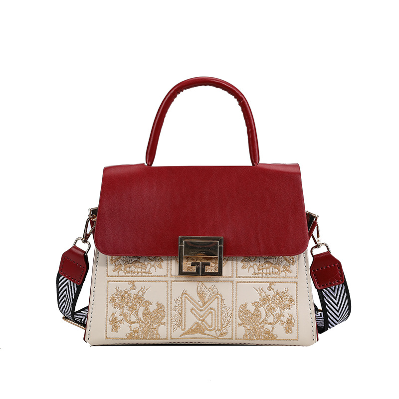 Handtasche für Damen ⎜ Elegante Umhängetasche mit Vintage-Muster und stabilem Tragegriff für Alltag und Büro