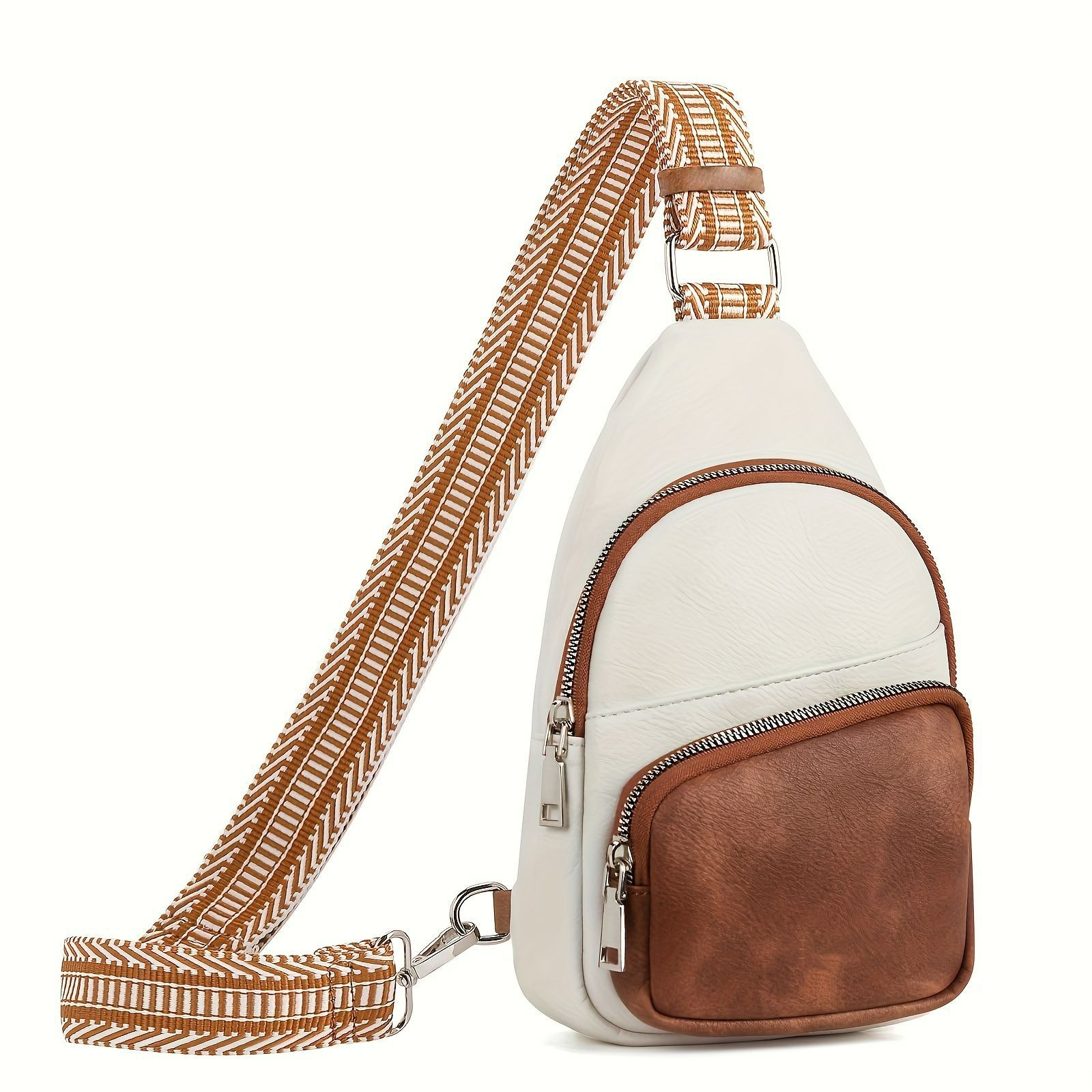 Damen Umhängetasche ⎜ Sportliche Crossbody-Tasche mit breitem Riemen und zweifarbiger Front für unterwegs