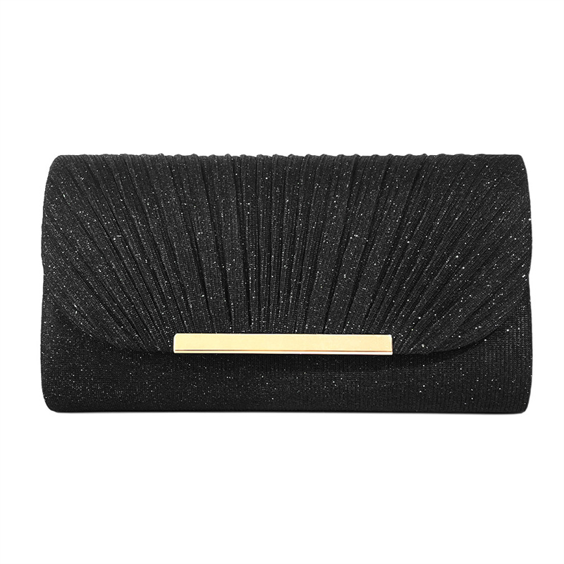 Glamouröse Clutch für Damen ⎜ Elegante Abendtasche mit edlem Falten-Design und goldfarbenem Akzent