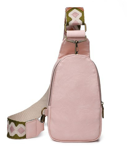 Damen Gürteltasche mit Musterriemen ⎜ Modische Umhängetasche in kompakter Form für Reisen und Freizeit
