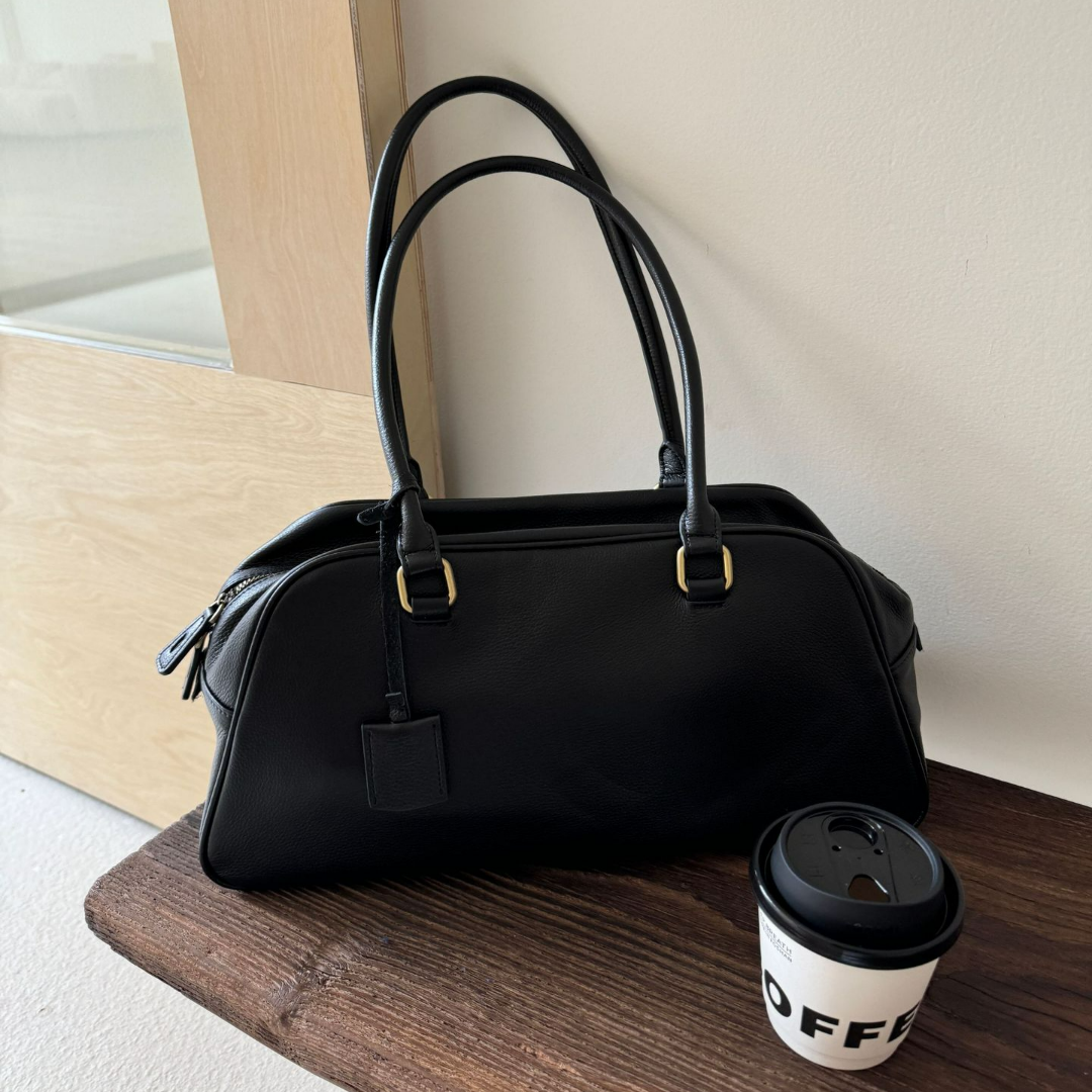 Damen Schultertasche in Lederoptik ⎜ Geräumige Handtasche mit Langen Henkeln für Alltag und Büro