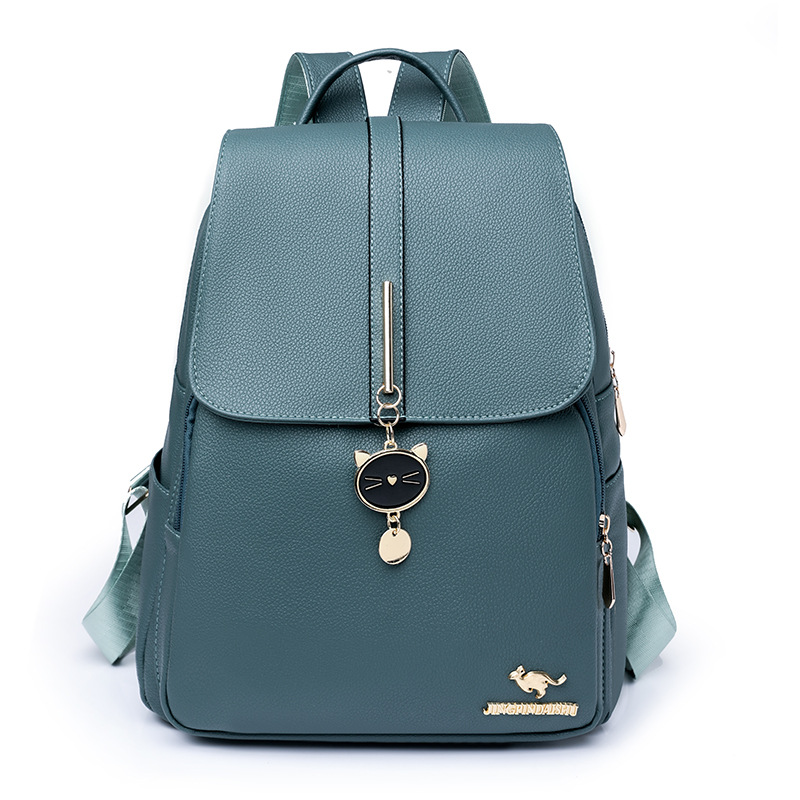 Damen Rucksack aus Kunstleder ⎜ Modischer Tagesrucksack mit großer Kapazität und Katzendetail für Alltag und Reisen