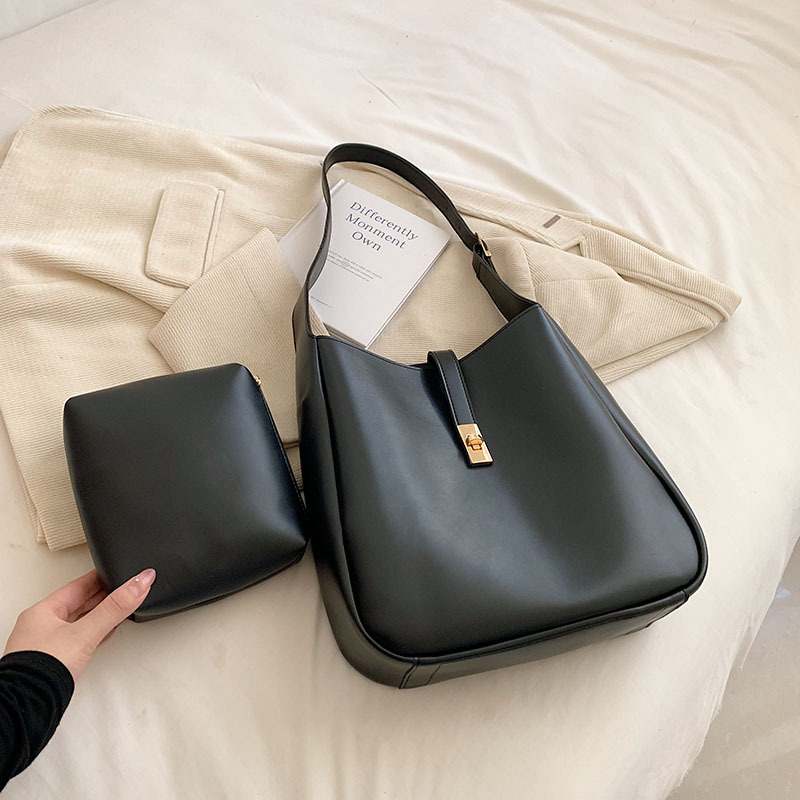 Schultertasche für Damen ⎜ Elegante Alltagstasche aus Kunstleder mit Drehverschluss und schlichtem Design