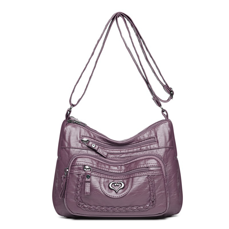 Schultertasche für Damen ⎜ Sommerliche Umhängetasche mit großem Stauraum und stilvollem Herzdetail vorne