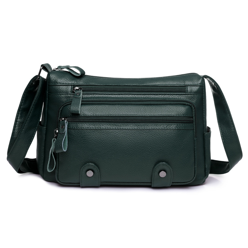 Schultertasche für Damen ⎜ Geräumige Umhängetasche im Retro-Stil mit Reißverschlussfächern für Alltag und Büro