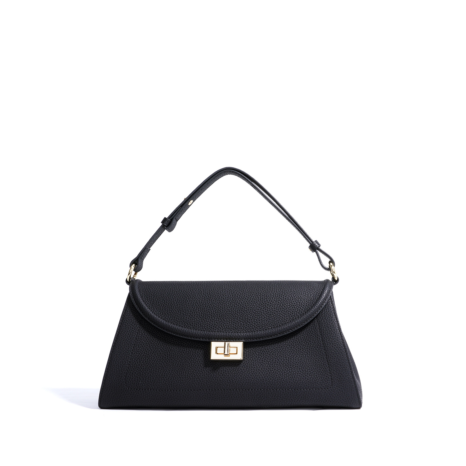 Schultertasche aus Echtleder für Damen ⎜ Elegante Unterarmtasche mit Drehverschluss für Alltag und Ausgehen