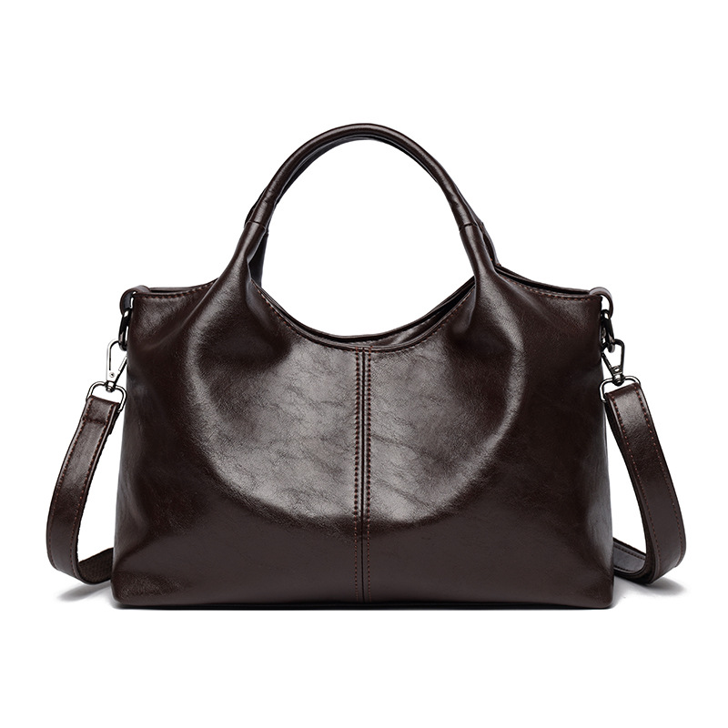 Schultertasche mit Großem Volumen ⎜ Geräumige Umhängetasche für Damen aus Glattem Kunstleder und Doppelgriff