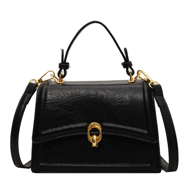 Kleine Umhängetasche mit Schnalle ⎜ Quadratische Schultertasche für Damen mit Kurzgriff und Verstellbarem Riemen