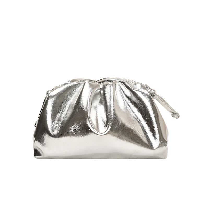 Metallische Schultertasche für Damen ⎜ Modische Dumpling-Form mit praktischer Tragefunktion