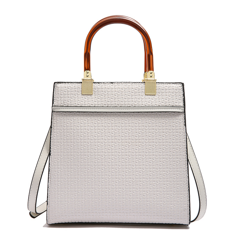 Handtasche für Damen ⎜ Elegante Tragetasche mit Strukturmuster und transparentem Griff für Büro und Alltag