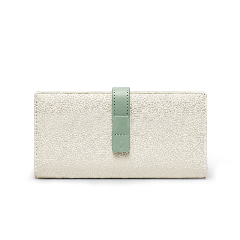 Lange Damen Geldbörse aus Leder ⎜ Elegantes Portemonnaie mit Kontrastverschluss und Platz für viele Karten