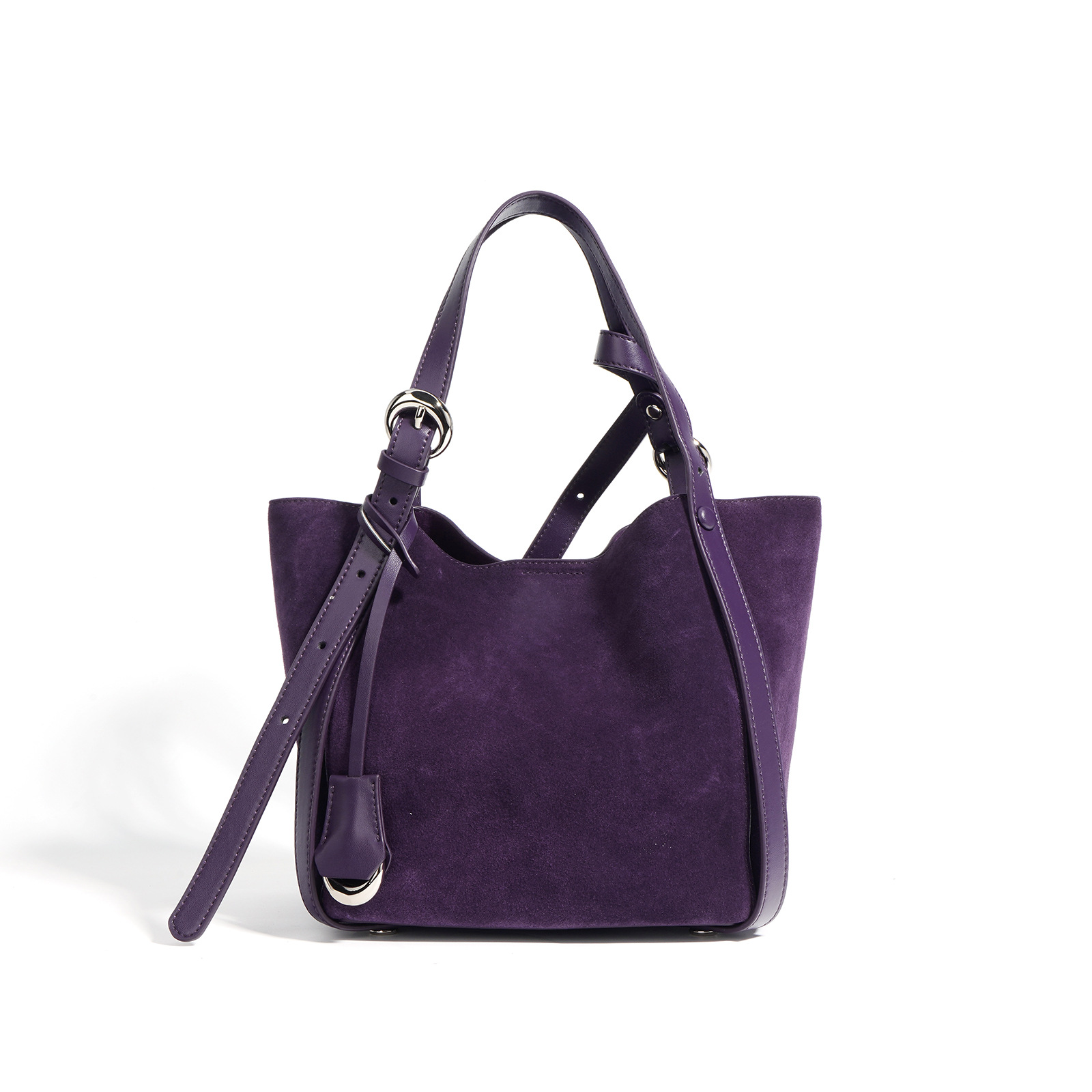 Handtasche für Damen ⎜ Geräumige Schultertasche aus Wildleder mit verstellbarem Riemen für Alltag und Stadtbummel