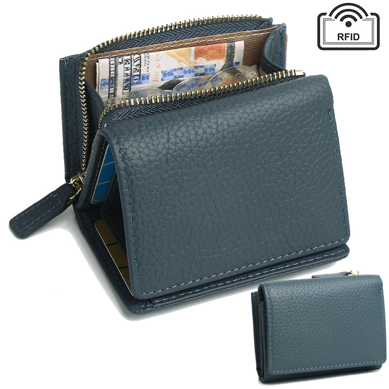 RFID Geldbörse für Damen ⎜ Kompakte Brieftasche mit Reißverschluss und mehreren Kartenfächern