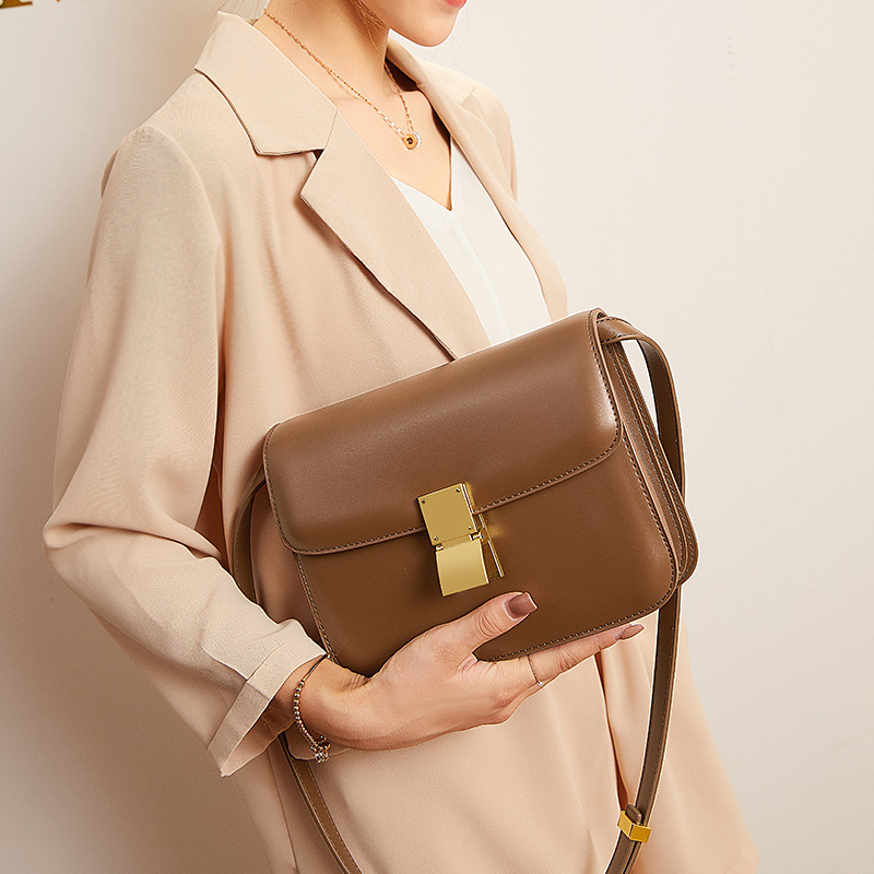 Retro Umhängetasche für Damen ⎜ Elegantes Design aus Leder mit goldener Schnalle und verstellbarem Träger
