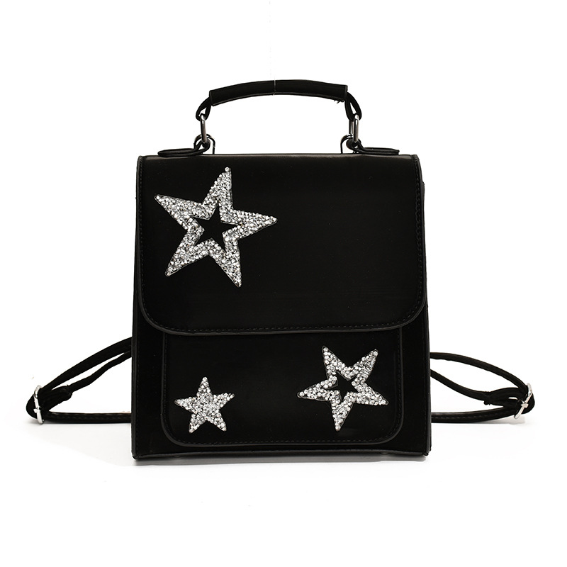 Damen Rucksack mit Pailletten-Sternen ⎜ Modischer Tagesrucksack mit Glitzerdetails und Tragegriff