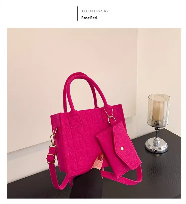 Filztasche Damen ⎜ Kleine Handtasche mit abnehmbarer Geldbörse und verstellbarem Schultergurt