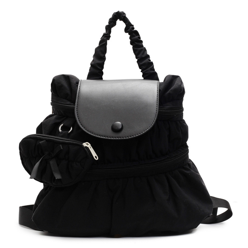 Rucksack für Damen ⎜ Modischer Tagesrucksack mit Plissee-Design und Seitentasche für Alltag und Freizeit