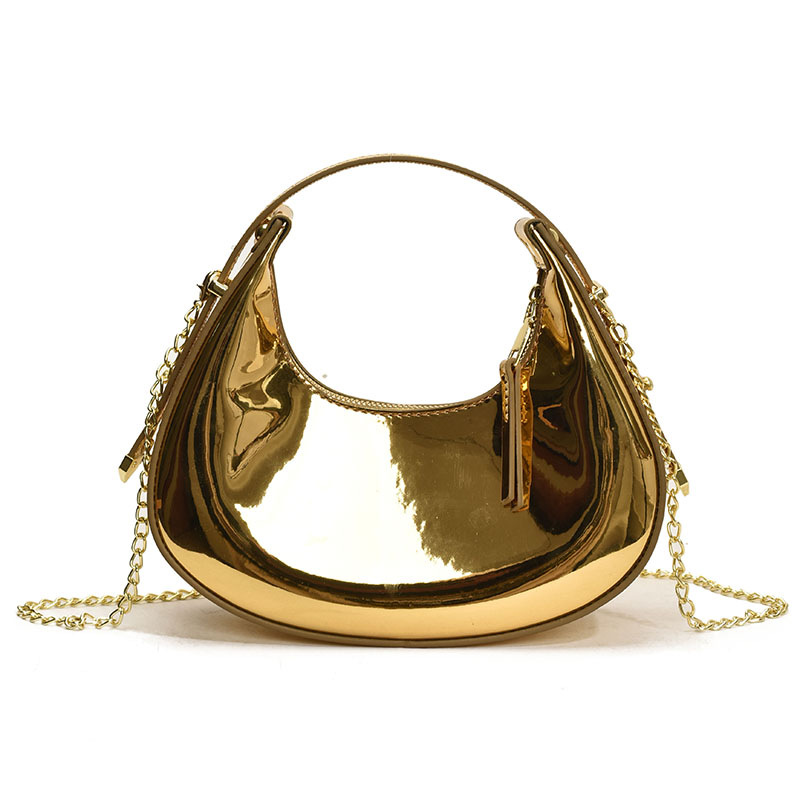 Damen Handtasche ⎜ Stylische Umhängetasche mit glänzendem Finish und praktischem Reißverschlussverschluss