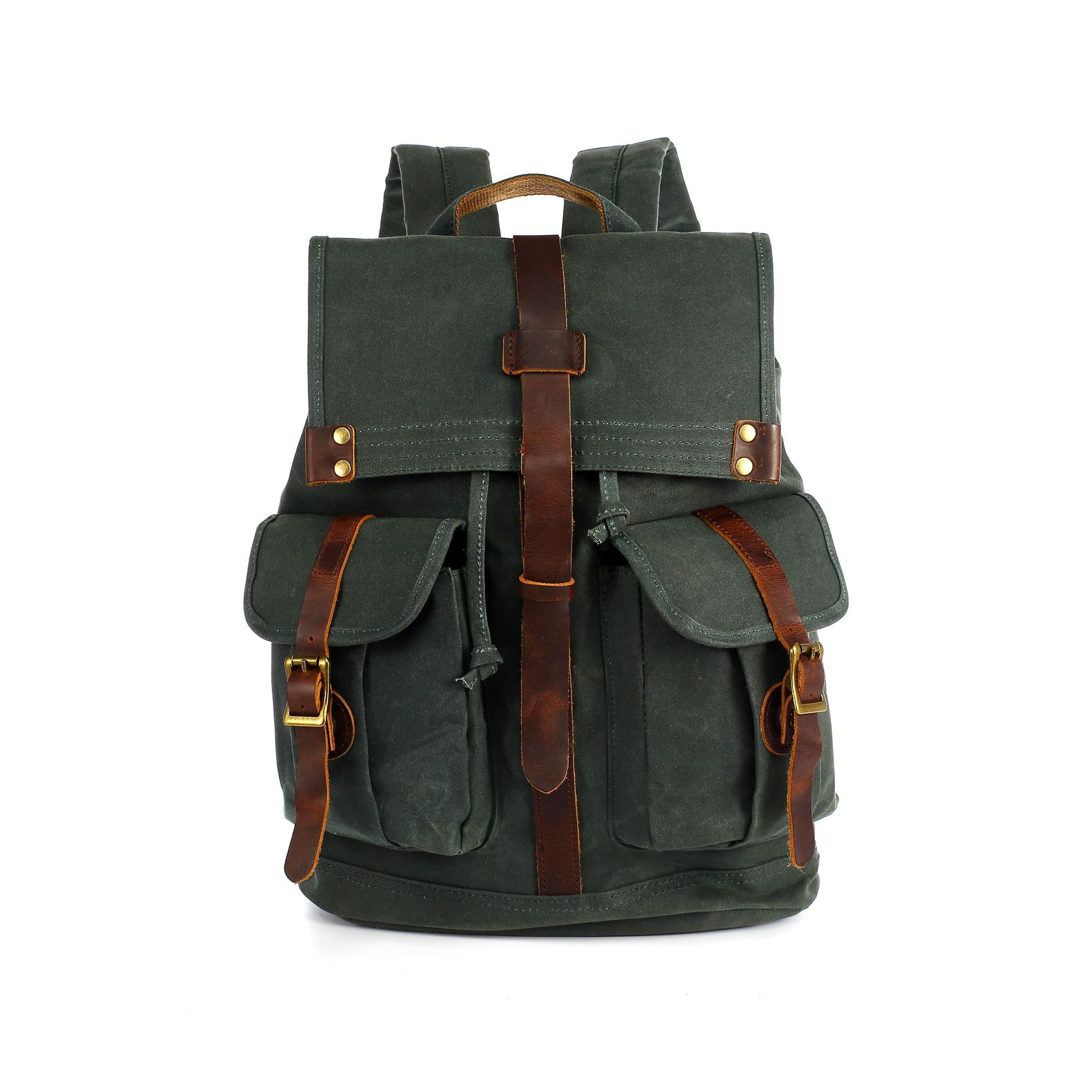 Canvas Rucksack Unisex ⎜ Retro-Design mit Außentaschen für Reisen und Alltag
