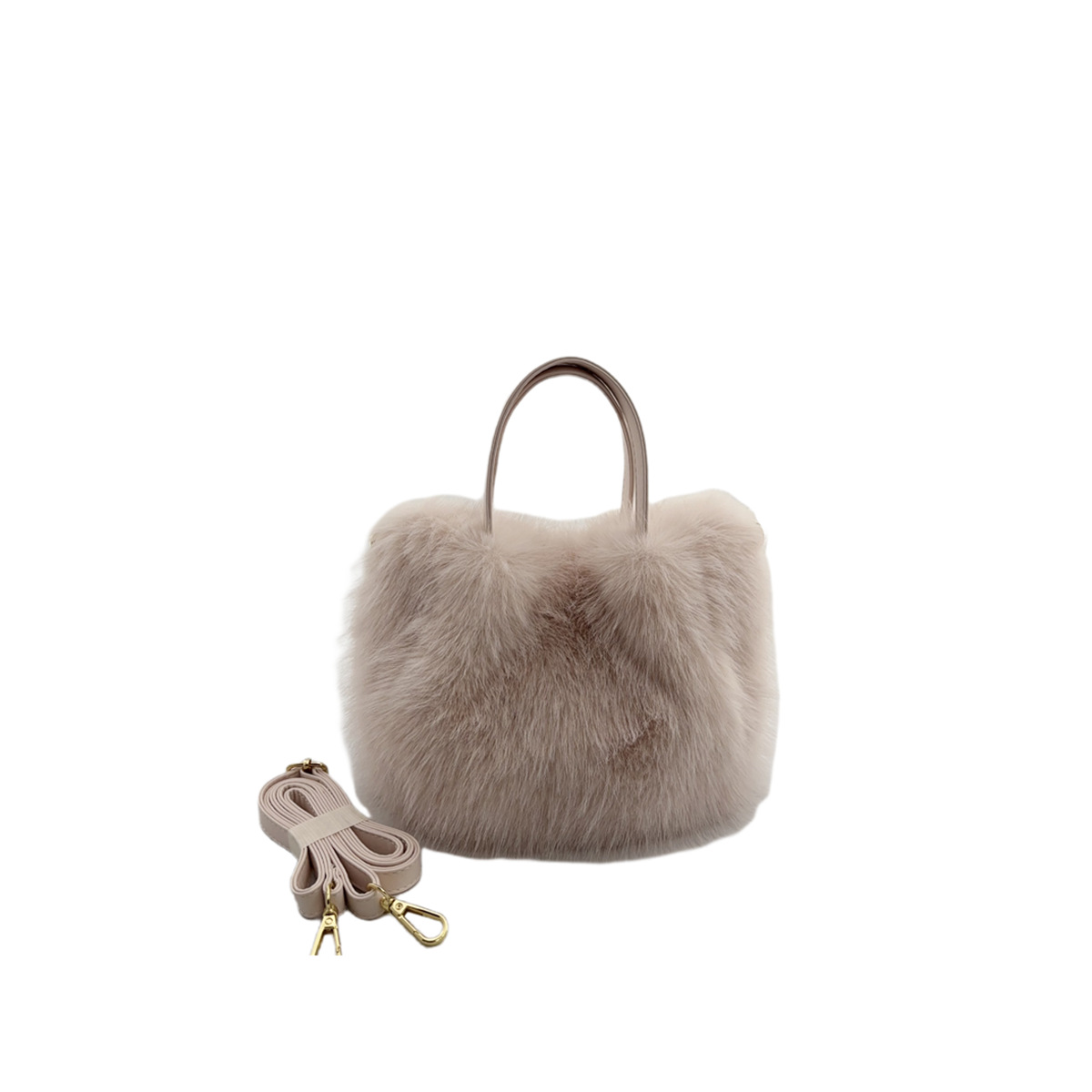 Handtasche für Damen ⎜ Flauschige Tragetasche in Felloptik mit Schulterriemen für Winter und besondere Anlässe