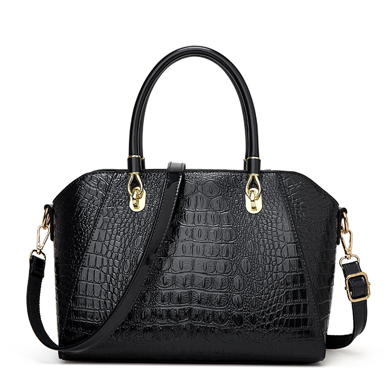 Handtasche für Damen ⎜ Elegante Schultertasche in Krokolederoptik mit Tragegriff und abnehmbarem Riemen für Alltag und Büro