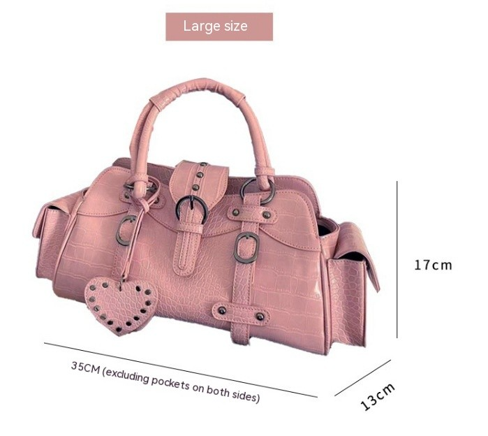 Handtasche mit Nieten und Griff ⎜ Kleine Umhängetasche für Damen im Krokolook mit Verstellbarem Riemen