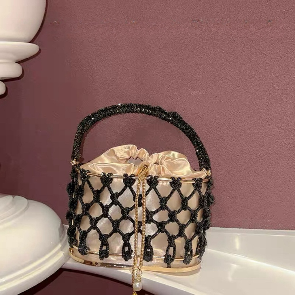 Abendtasche für Damen ⎜ Elegante Handtasche mit Satinfutter und funkelndem Netzdesign für besondere Anlässe