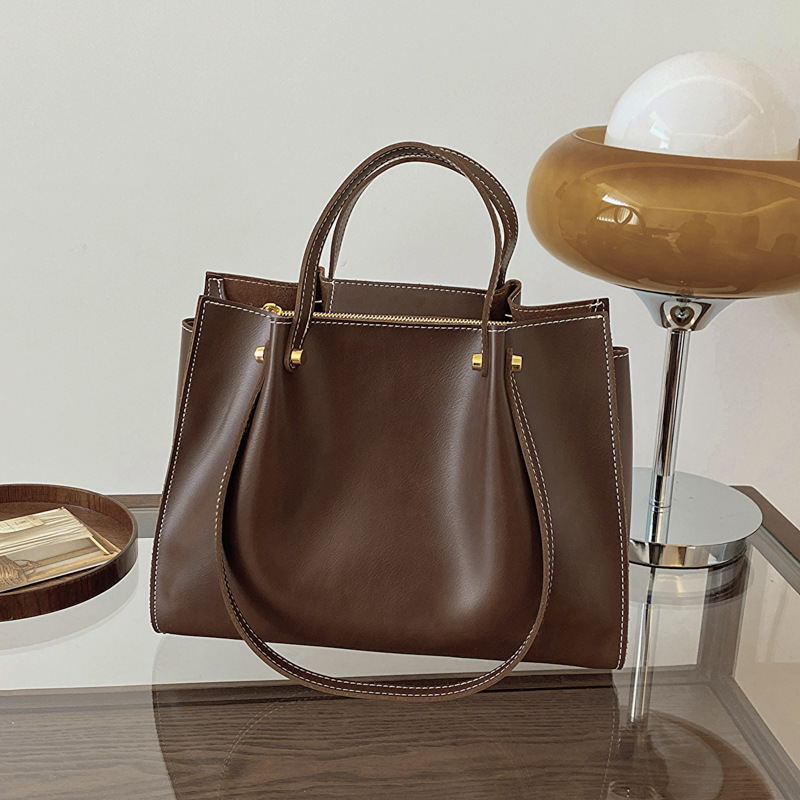 Handtasche für Damen ⎜ Stilvolle Schultertasche in Retro-Optik mit festen Henkeln für Büro und Alltag