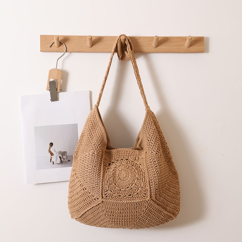 Große Umhängetasche für Damen ⎜ Vielseitige Strandtasche aus geflochtenem Baumwollgewebe im Boho-Stil