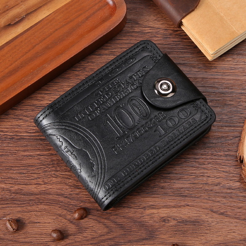 Herren Geldbörse mit Druckknopf ⎜ Zweifach faltbare Brieftasche im Dollar-Design mit Kartenfächern