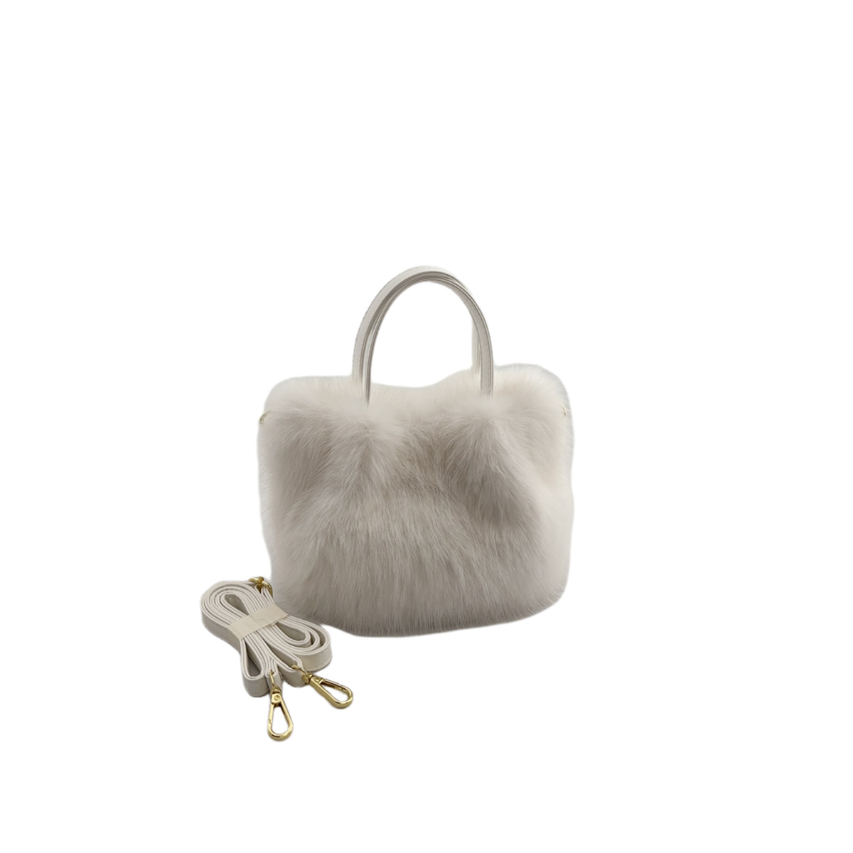 Handtasche für Damen ⎜ Flauschige Tragetasche in Felloptik mit Schulterriemen für Winter und besondere Anlässe