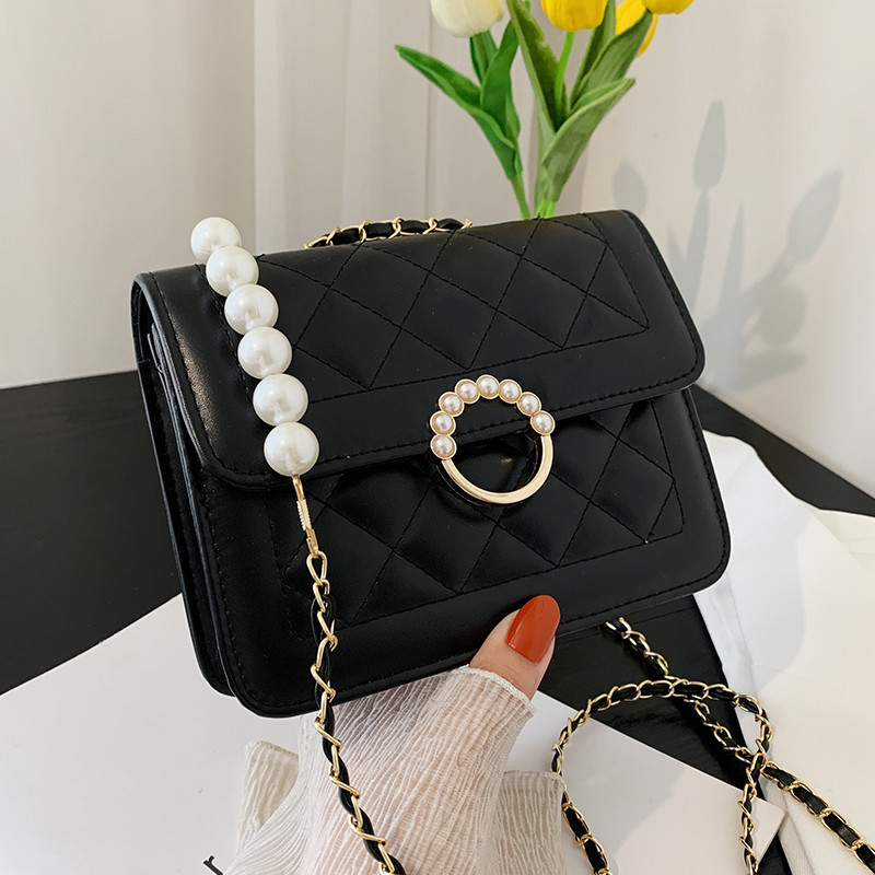 Handtasche für Damen ⎜ Elegantes Design mit Kettenriemen und Perlendetail für stilvolle Auftritte