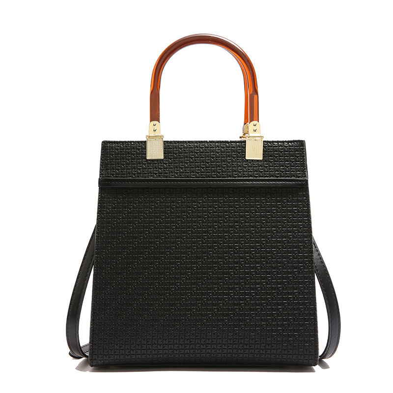 Handtasche für Damen ⎜ Elegante Tragetasche mit Strukturmuster und transparentem Griff für Büro und Alltag