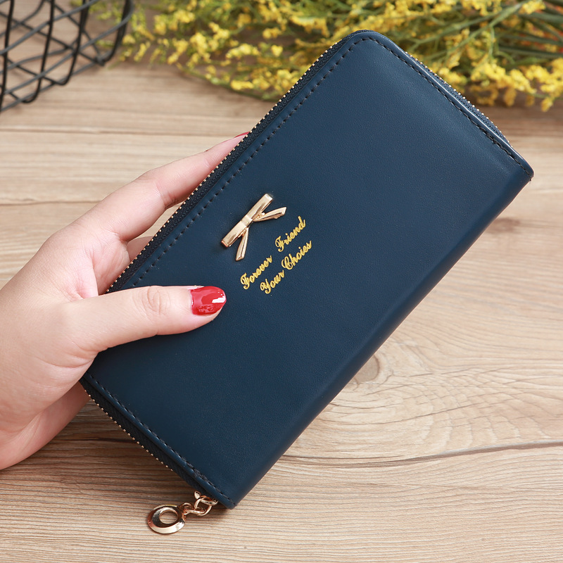 Damen Geldbörse ⎜ Elegante Zwei-Schichten Brieftasche mit Schleifen-Design und Reißverschluss