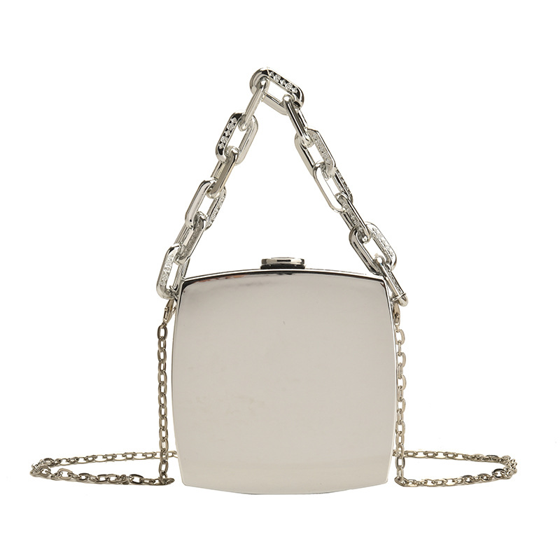 Abendtasche für Damen ⎜ Elegante Box-Tasche mit Gliederkette und glänzender Hartschale für besondere Anlässe