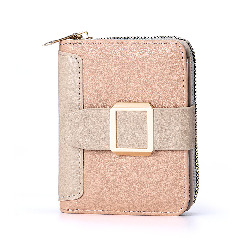 Damen Geldbörse mit Schnalle ⎜ Kompakte Reißverschluss-Brieftasche im Hochformat mit Karten- und Münzfach