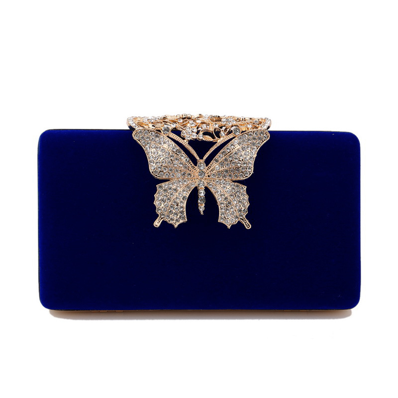 Abend-Clutch mit Schmetterlings-Applikation ⎜ Elegante Tasche aus Samt für festliche Anlässe