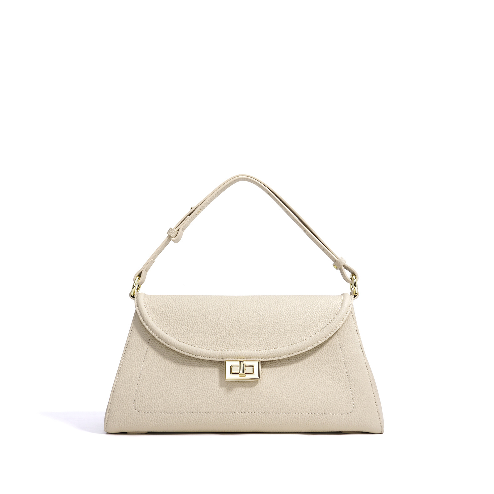 Schultertasche aus Echtleder für Damen ⎜ Elegante Unterarmtasche mit Drehverschluss für Alltag und Ausgehen