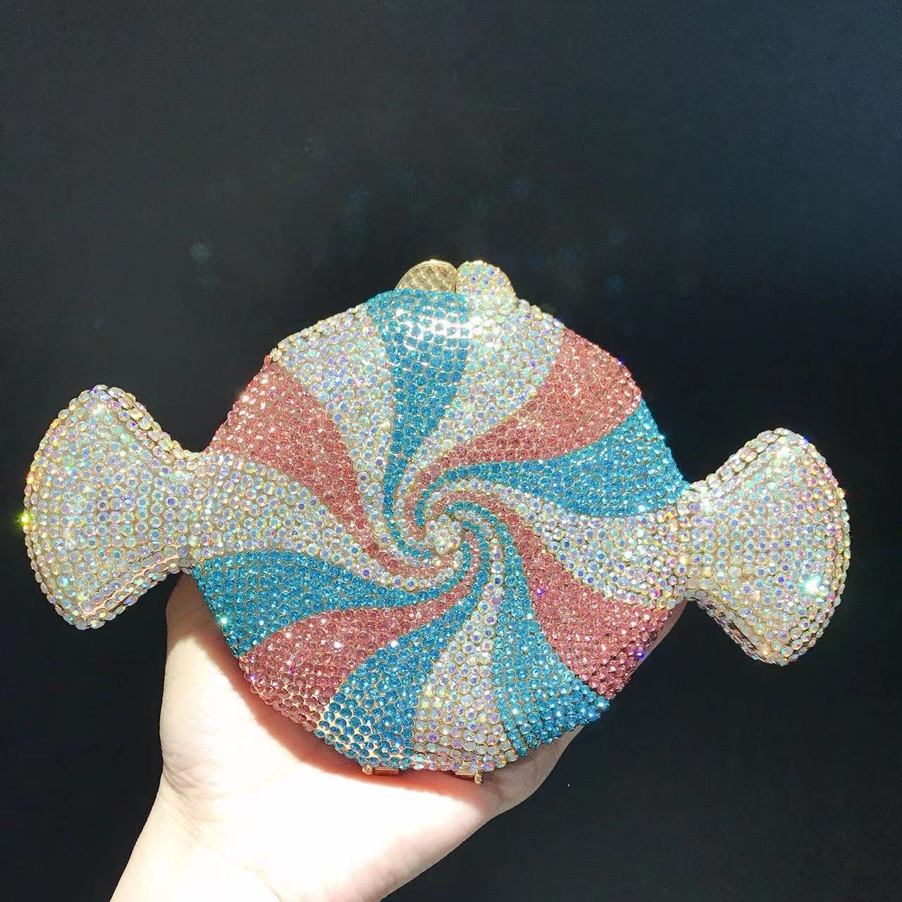 Kristall-Clutch für Damen  Glitzernde Tasche im Bonbon-Design mit funkelnden Strasssteinen