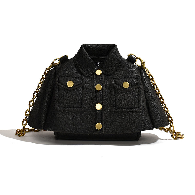 Mini Umhängetasche für Damen ⎜ Kreative Schultertasche in Jackenform mit Kette für Lippenstift und Essentials