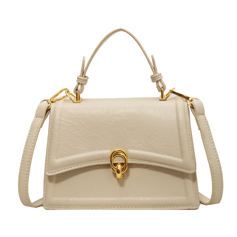 Kleine Umhängetasche mit Schnalle ⎜ Quadratische Schultertasche für Damen mit Kurzgriff und Verstellbarem Riemen