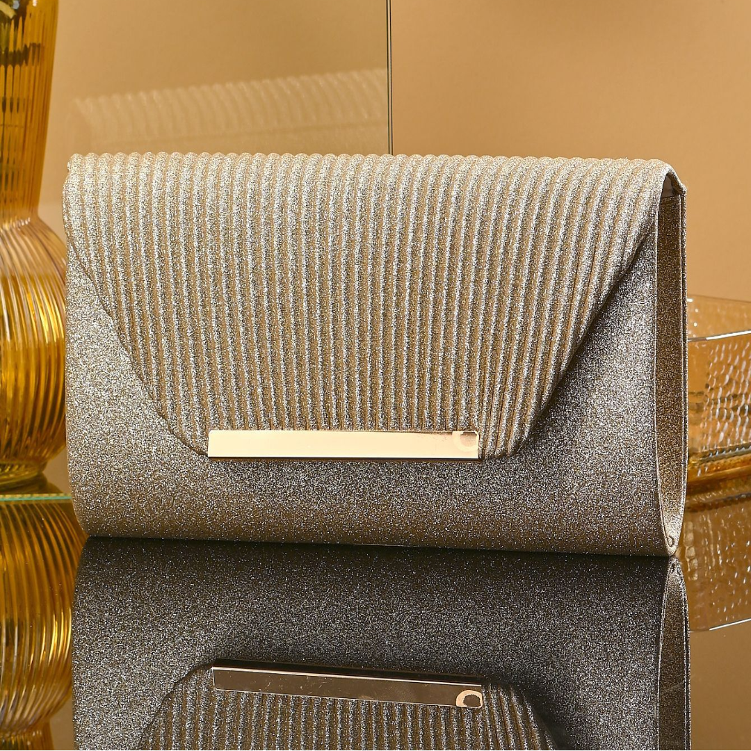 Festliche Clutch für Damen ⎜ Glänzende Handtasche mit Magnetverschluss für elegante Anlässe