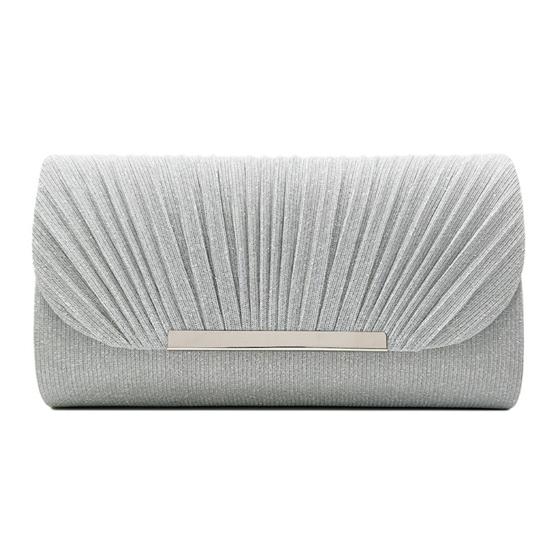 Glamouröse Clutch für Damen ⎜ Elegante Abendtasche mit edlem Falten-Design und goldfarbenem Akzent