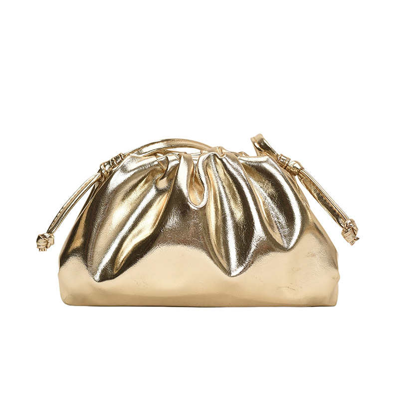 Metallische Schultertasche für Damen ⎜ Modische Dumpling-Form mit praktischer Tragefunktion