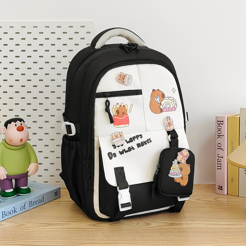 Damen Rucksack mit Cartoon-Print ⎜ Großer Schulrucksack mit viel Stauraum für Alltag und Freizeit