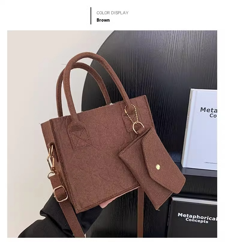 Filztasche Damen ⎜ Kleine Handtasche mit abnehmbarer Geldbörse und verstellbarem Schultergurt