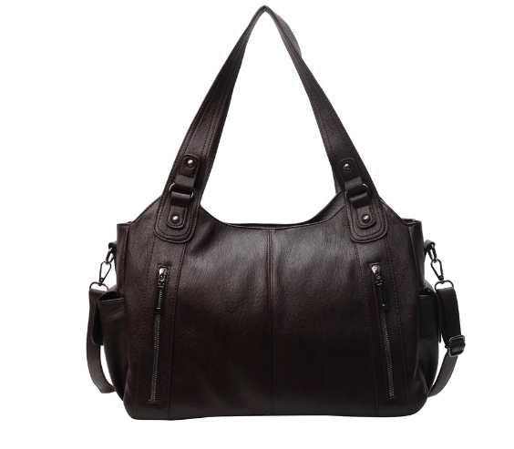Handtasche für Damen ⎜ Klassische Schultertasche in Lederoptik mit Reißverschlusstaschen für Alltag und Freizeit