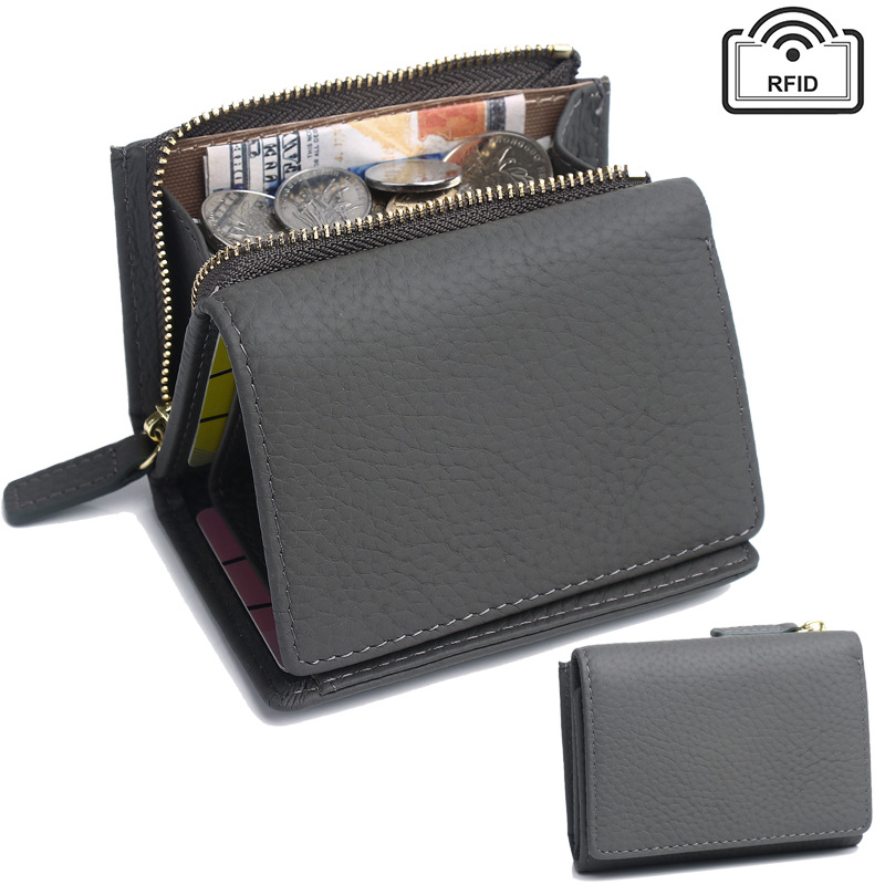 RFID Geldbörse für Damen ⎜ Kompakte Brieftasche mit Reißverschluss und mehreren Kartenfächern