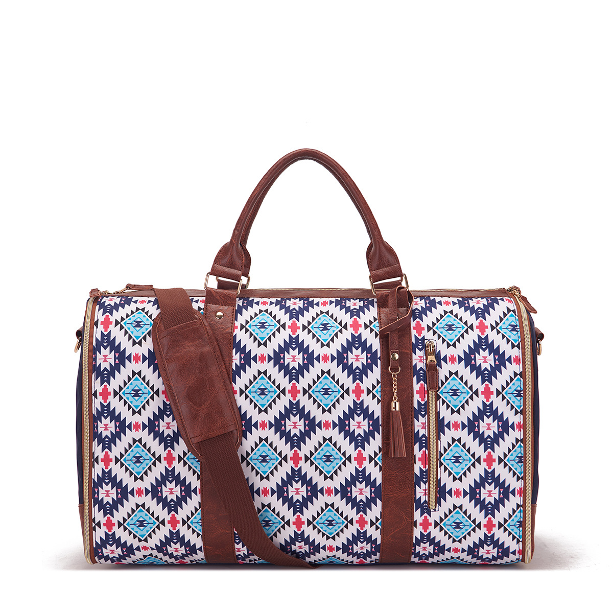 Reisetasche für Damen und Herren ⎜ Geräumige Weekender-Tasche mit Ethno-Muster und Schultergurt für Kurztrips