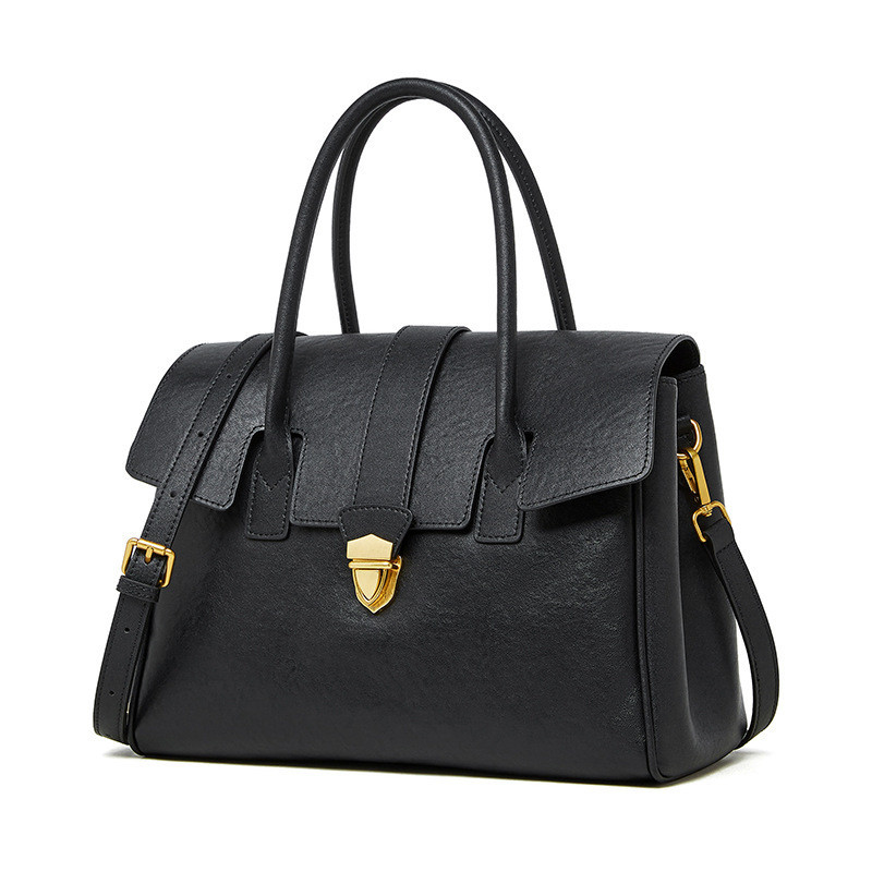 Leder Aktentasche für Damen ⎜ Geräumige Tragetasche im Retro-Stil mit Schultergurt für Alltag und Büro
